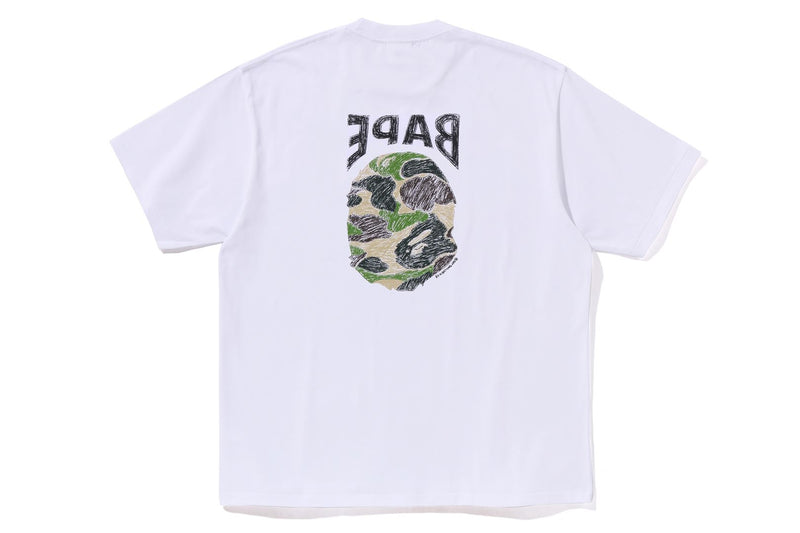 BAPE MENS ABC CAMO HAND DRAW APE HEAD T-SHIRT