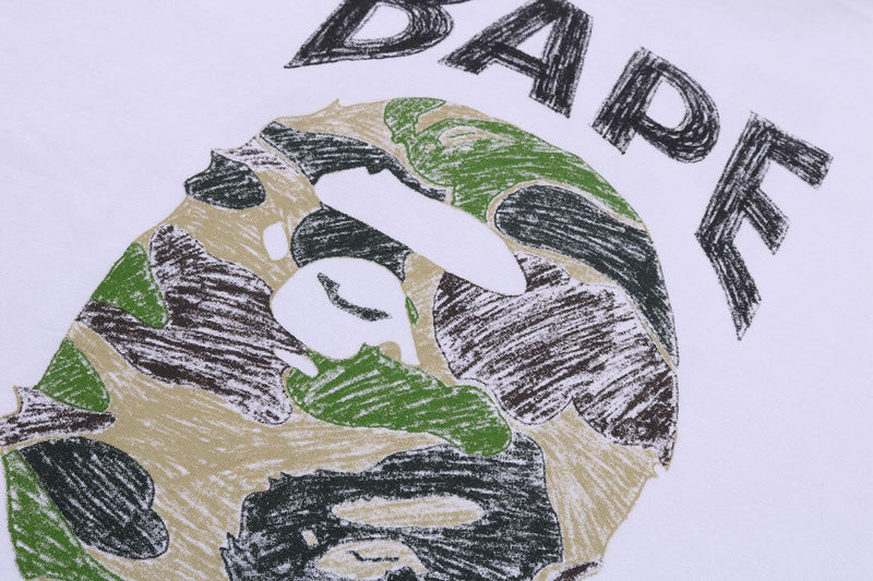 BAPE MENS ABC CAMO HAND DRAW APE HEAD T-SHIRT