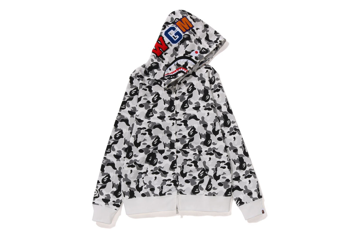 BAPE WOMENS ABC CAMO SHARK FULL ZIP HOODIE JACKET
