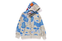 BAPE MENS SHARK PRINT LIQUID CAMO RELAXED FIT FULL ZIP HOODIE