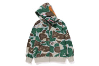 BAPE MENS SHARK PRINT LIQUID CAMO RELAXED FIT FULL ZIP HOODIE