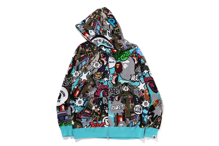 COMIC ART SHARK ZIP HOODIE