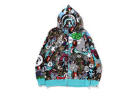 COMIC ART SHARK ZIP HOODIE