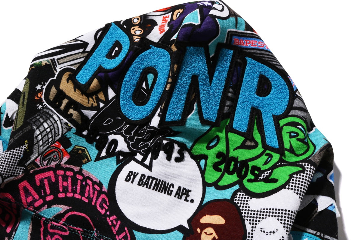 COMIC ART SHARK ZIP HOODIE