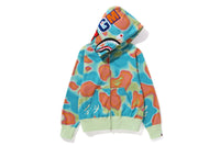 BAPE WOMENS SHARK PRINT LIQUID CAMO FULL ZIP HOODIE WIDE FIT
