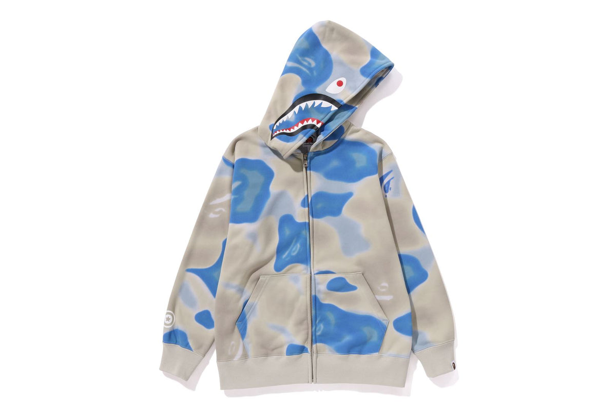 BAPE KIDS SHARK PRINT LIQUID CAMO ZIP HOODIE