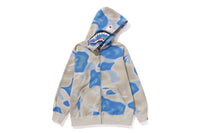 BAPE KIDS SHARK PRINT LIQUID CAMO ZIP HOODIE