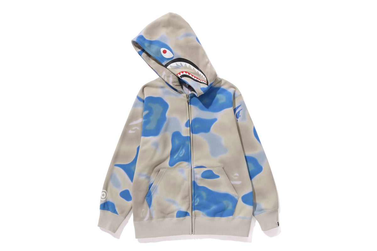 BAPE KIDS SHARK PRINT LIQUID CAMO ZIP HOODIE