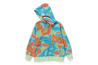 BAPE KIDS SHARK PRINT LIQUID CAMO ZIP HOODIE