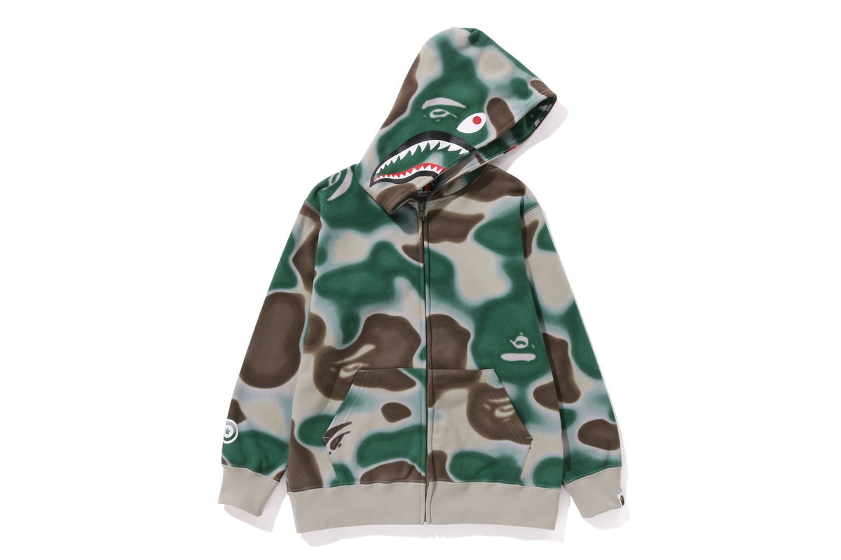 BAPE KIDS SHARK PRINT LIQUID CAMO ZIP HOODIE
