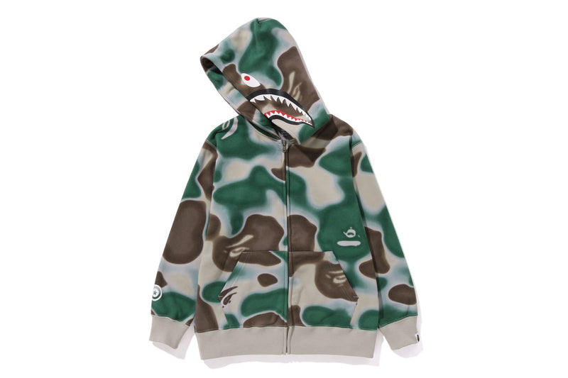 BAPE KIDS SHARK PRINT LIQUID CAMO ZIP HOODIE