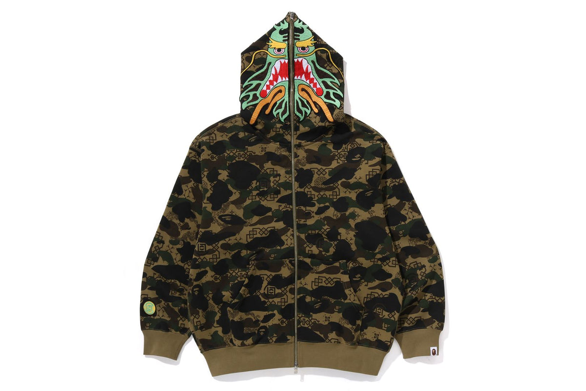 BAPE X CLOT CAMO SHARK RELAXED FIT FULL ZIP HOODIE
