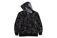 MARBLING CAMO SHARK RELAXED FIT FULL ZIP HOODIE