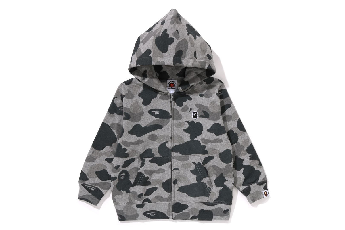 BAPE KIDS COTTON HEATHER GRAY CAMO FULL ZIP HOODIE TODDLER