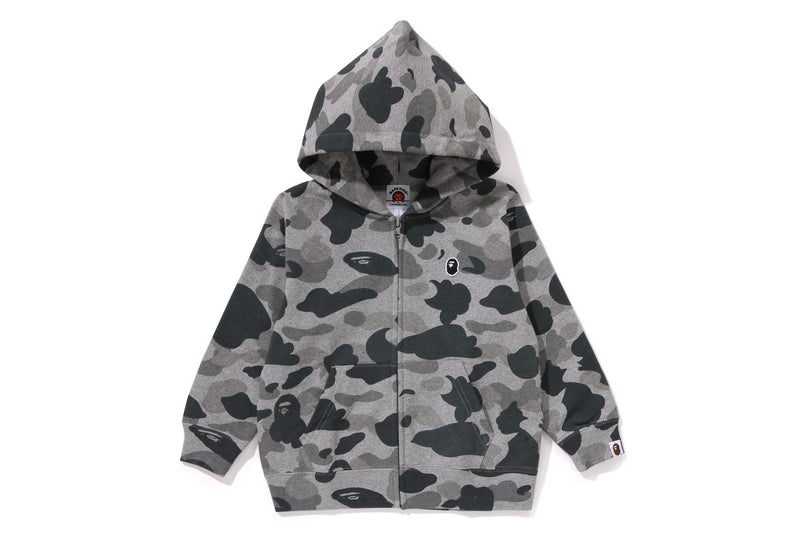 BAPE KIDS COTTON HEATHER GRAY CAMO FULL ZIP HOODIE TODDLER