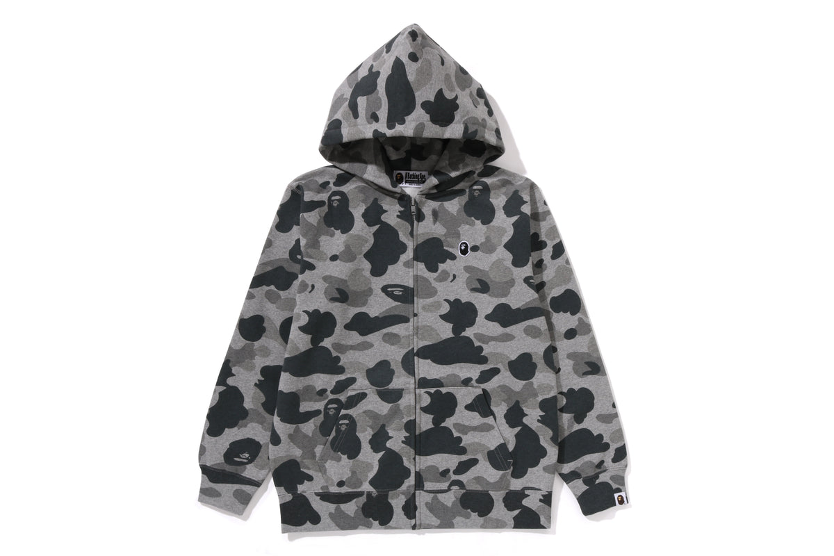 BAPE KIDS COTTON HEATHER GRAY FULL ZIP HOODIE