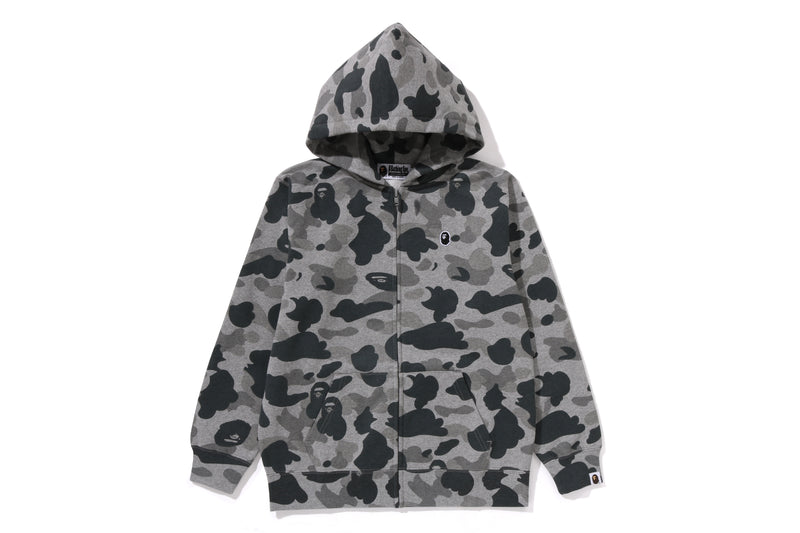 BAPE KIDS COTTON HEATHER GRAY FULL ZIP HOODIE