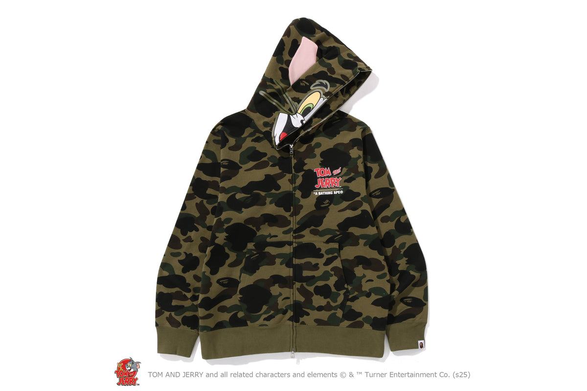 BAPE X TOM AND JERRY 85TH -  TOM 1ST CAMO FULL ZIP HOODIE M