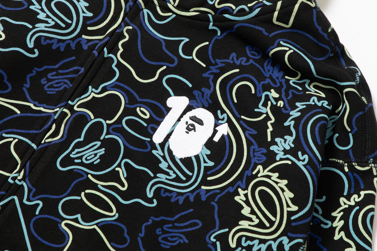 BAPE X 88RISING GLOW IN THE DARK CAMO SHARK FULL ZIP HOODIE
