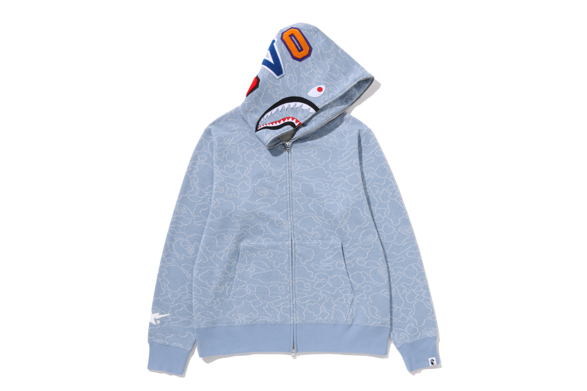 BAPE X OVO NEON 1ST CAMO JACQUARD SHARK FULL ZIP HOODIE
