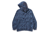 WILD LEOPARD PATTERN SHARK RELAXED FIT FULL ZIP HOODIE