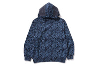 WILD LEOPARD PATTERN SHARK RELAXED FIT FULL ZIP HOODIE
