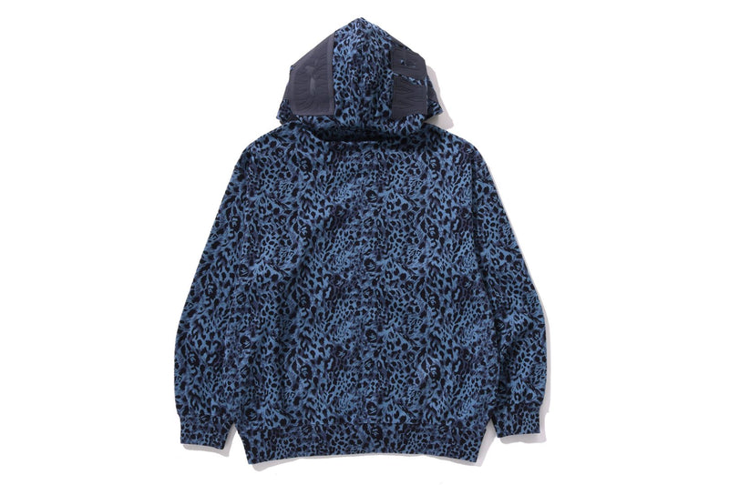 WILD LEOPARD PATTERN SHARK RELAXED FIT FULL ZIP HOODIE