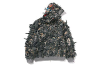 TREE EDGE CAMO LASER CUT CROPPED SHARK FULL ZIP HOODIE