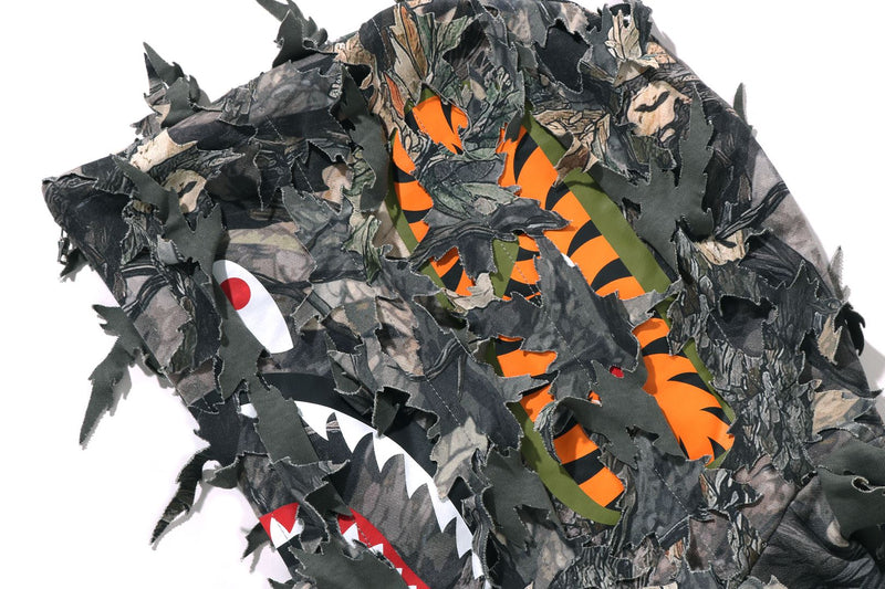 TREE EDGE CAMO LASER CUT CROPPED SHARK FULL ZIP HOODIE