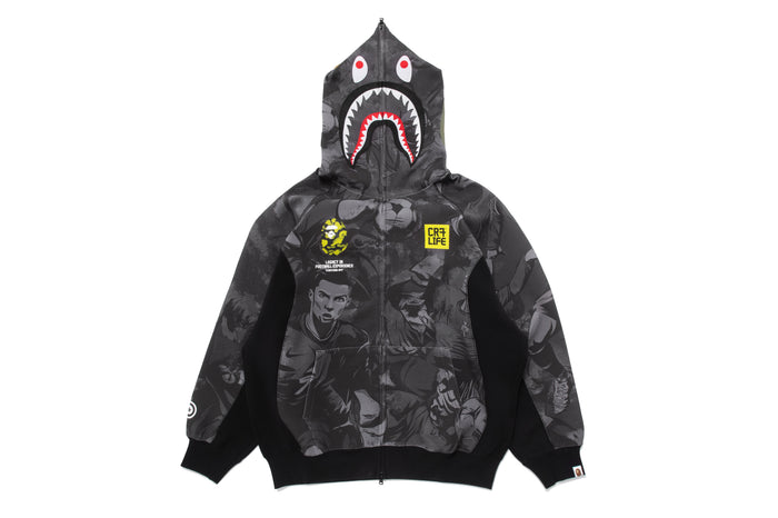 BAPE X CR7 LIFE ALL OVER PRINT LOGO RELAXED FIT SHARK HOODIE