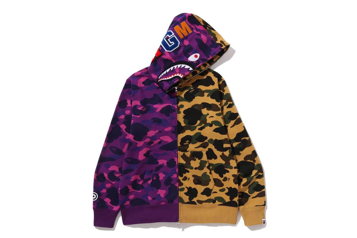 SPLIT CAMO SHARK FULL ZIP HOODIE