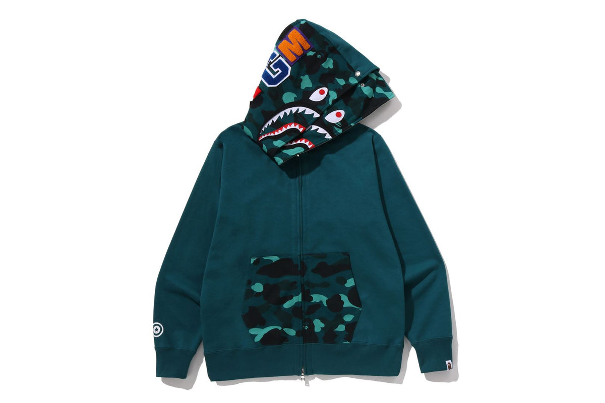 COLOR CAMO SHARK FULL ZIP DOUBLE HOODIE
