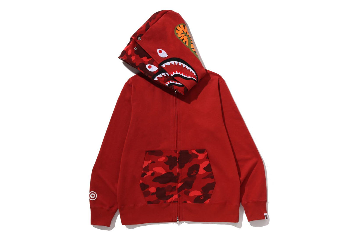 COLOR CAMO SHARK FULL ZIP DOUBLE HOODIE