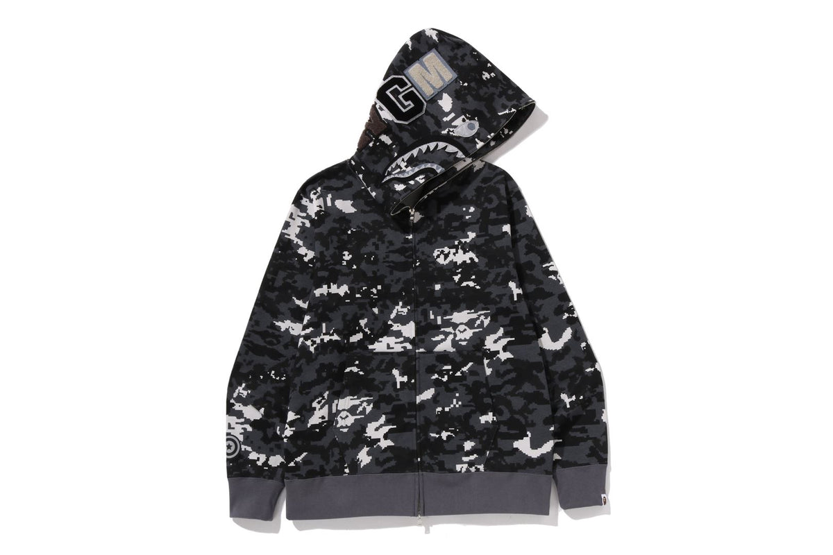 MULTI PIXEL CAMO SHARK REGULAR FIT FULL ZIP HOODIE