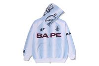 HAND DRAW FOOTBALL SHARK RELAXED FIT FULL ZIP HOODIE
