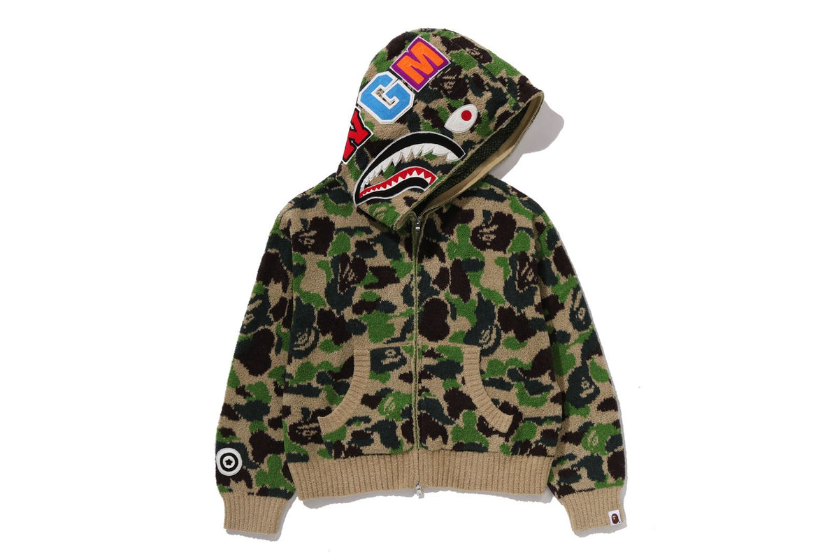 ABC CAMO TOWEL JACQUARD SHARK CROPPED FULL ZIP HOODIE LADIES