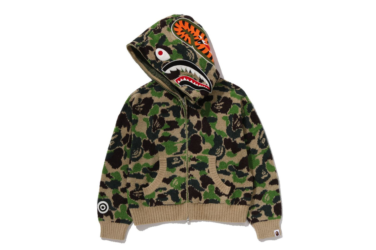 ABC CAMO TOWEL JACQUARD SHARK CROPPED FULL ZIP HOODIE LADIES