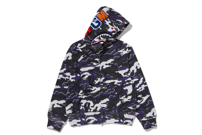GLITCH WOODLAND CAMO SHARK FULL ZIP HOODIE LADIES