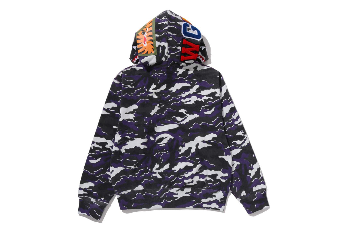 GLITCH WOODLAND CAMO SHARK FULL ZIP HOODIE LADIES