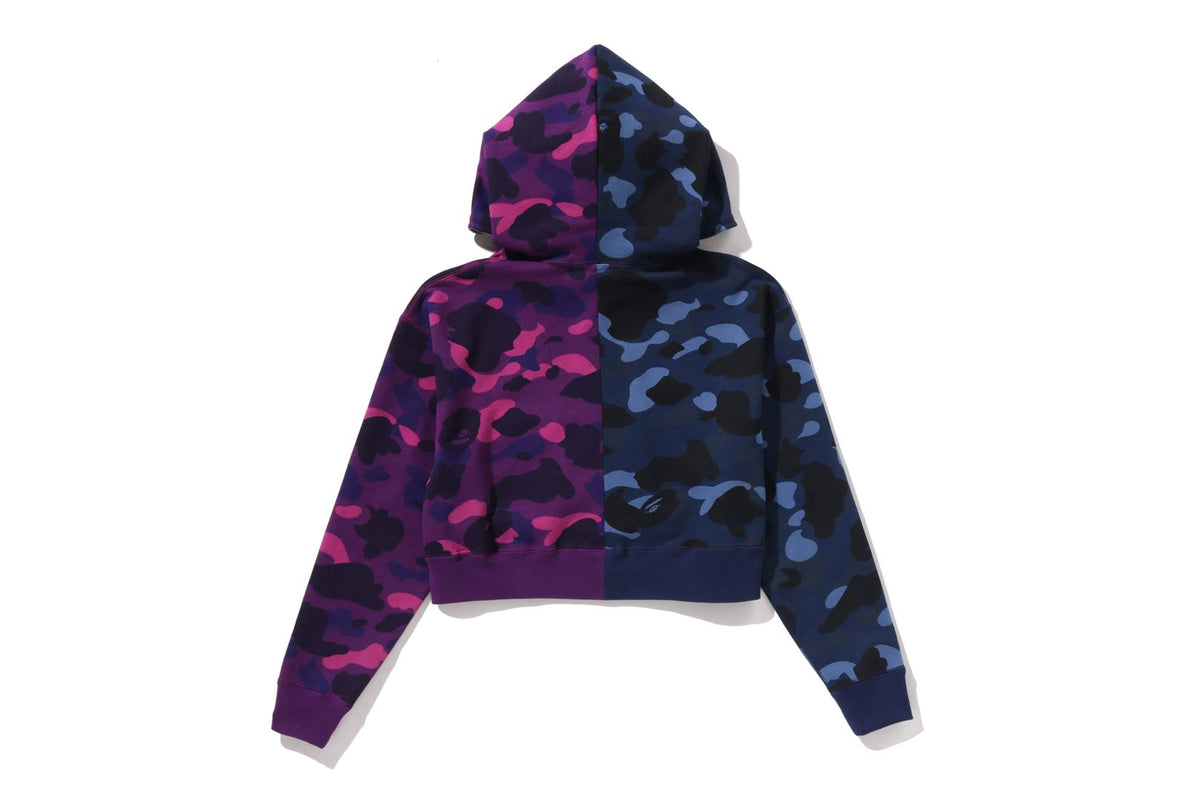 CRYSTAL LOGO COLOR CAMO HALF FULL ZIP HOODIE LADIES