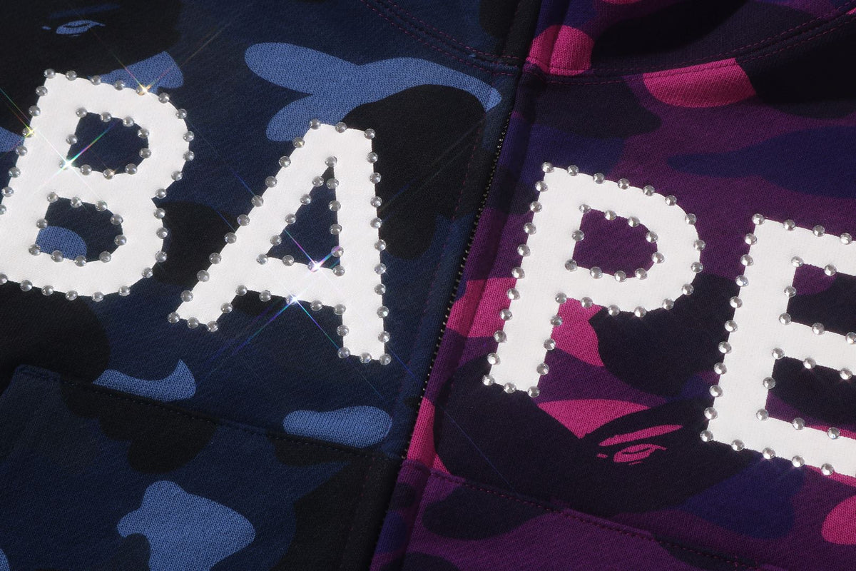 CRYSTAL LOGO COLOR CAMO HALF FULL ZIP HOODIE LADIES