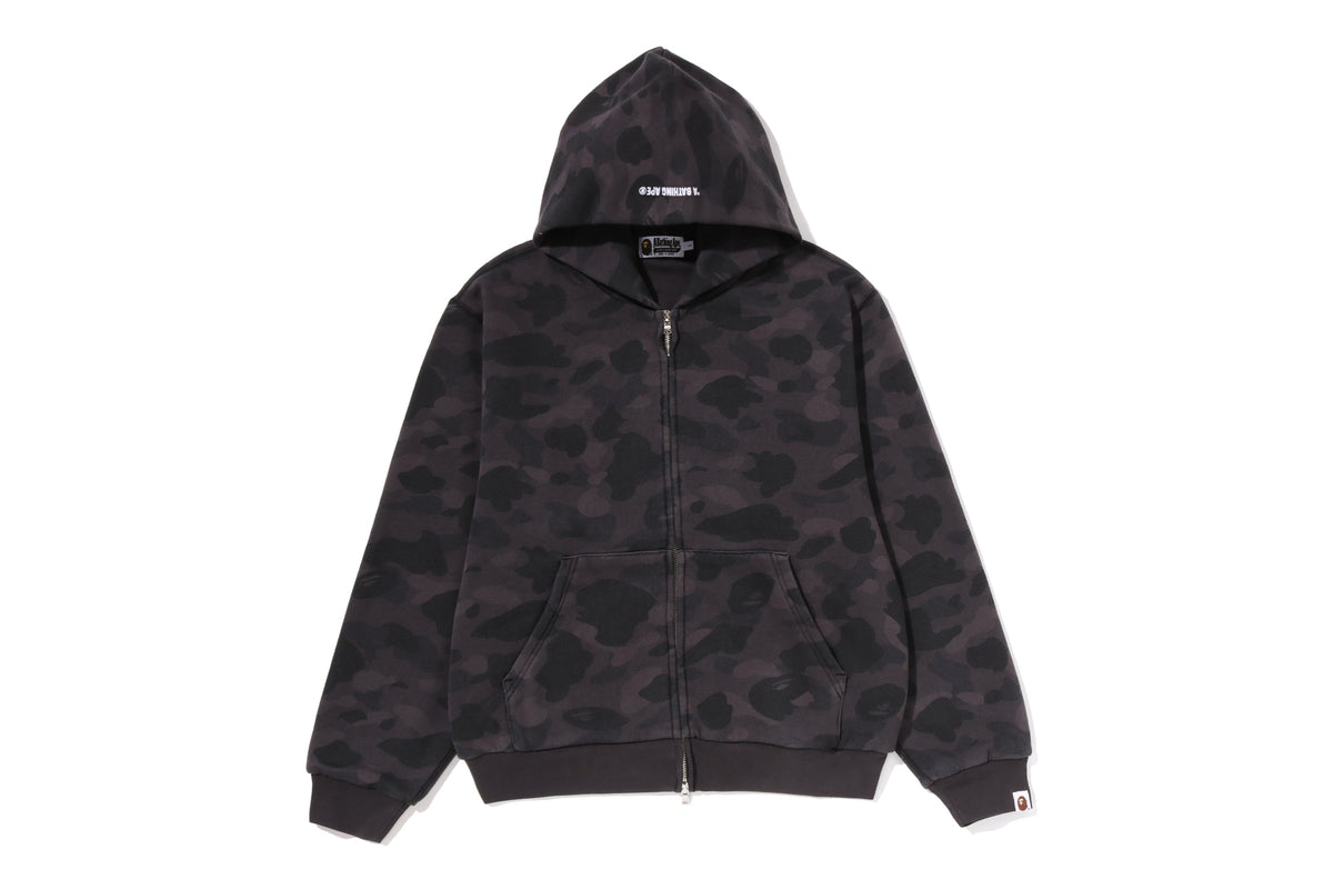 COLOR CAMO HEAVY WASHED CROPPED FIT ZIP HOODIE