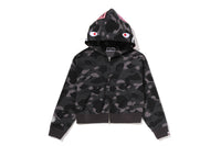 COLOR CAMO FUR SHARK CROPPED ZIP HOODIE