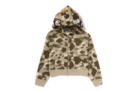 COLOR CAMO FUR SHARK CROPPED ZIP HOODIE