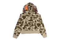 COLOR CAMO FUR SHARK CROPPED ZIP HOODIE