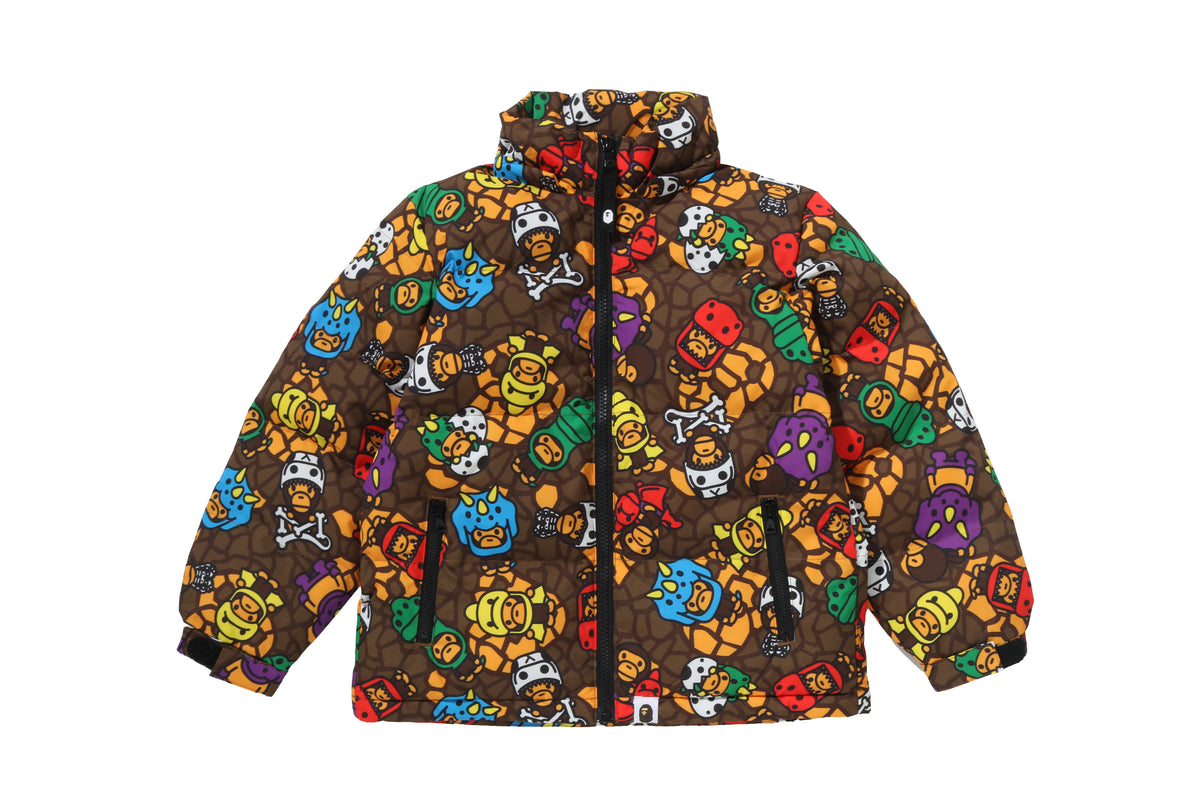 MILO MULTI DINOSAURS PATTERN ZIP HOODIE PADDED JACKET KIDS