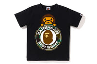 BAPE KIDS COTTON PRINTED 1ST CAMO MILO ON BUSY WORKS T-SHIRT