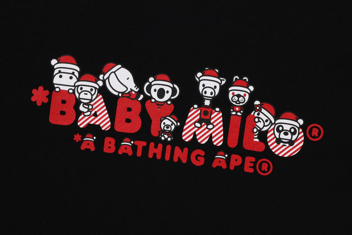 BAPE MENS BLACK & RED COTTON PRINTED CHRISTMAS BABY MILO T-SHIRT