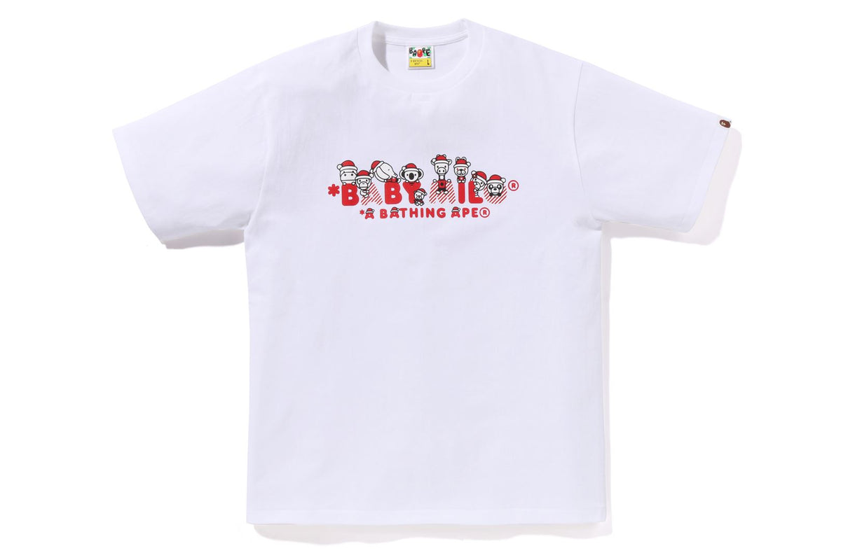 BAPE MENS BLACK & RED COTTON PRINTED CHRISTMAS BABY MILO T-SHIRT