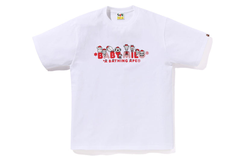 BAPE MENS BLACK & RED COTTON PRINTED CHRISTMAS BABY MILO T-SHIRT